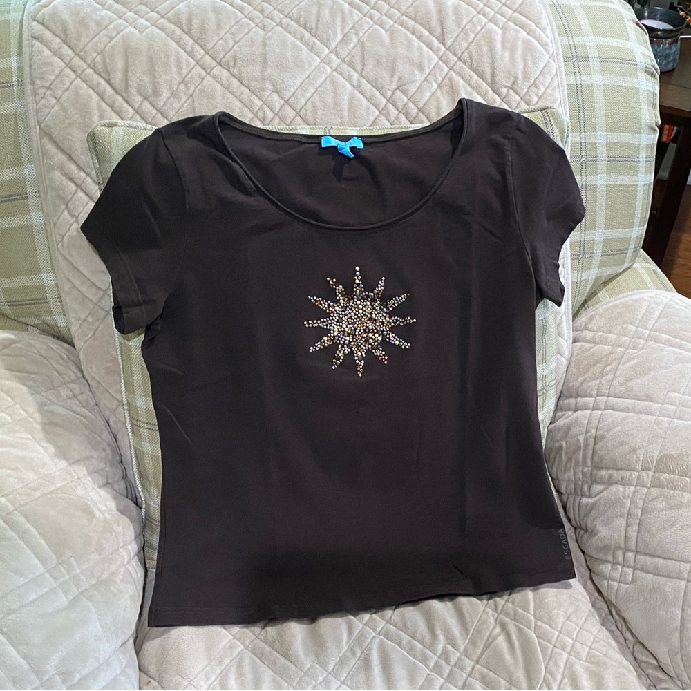 Escada Sport Stretchy Tee with Rhinestone Sun